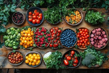 Wall Mural - Fresh and Colorful Fruits and Vegetables