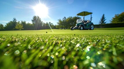 Sticker - Golf Course with a Golf Cart on a Sunny Day