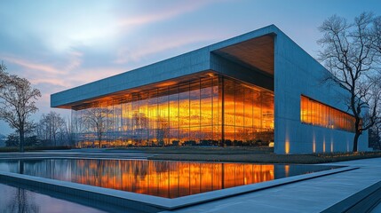 Canvas Print - Modern Architecture Reflecting in Water