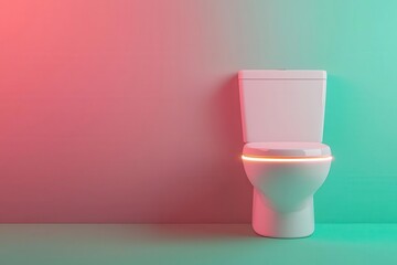 Floating bathroom symbol with glowing edges, futuristic and clean, 3D illustration