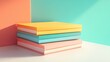 © Napasnan - A vibrant trio of colored folders neatly stacked on a white surface, showcasing organizational tools for office use