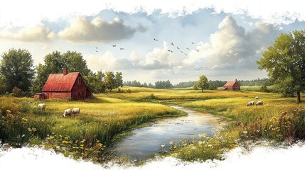 Canvas Print - Tranquil Countryside Landscape