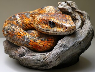 Wall Mural - Closeup of a Snake Coiled Around a Branch