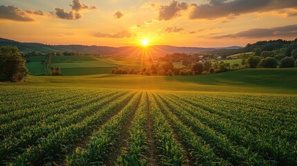 Poster - Sunset Over Farmland