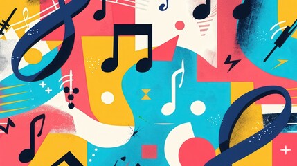 Wall Mural - musical harmony in abstract shapes, an artistic composition featuring vibrant, flat design elements 