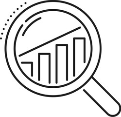 Aufkleber - Business data analytics, search analysis line icon. Business performance analysis outline icon, finance data presentation or company strategy research line vector sign with magnifying glass