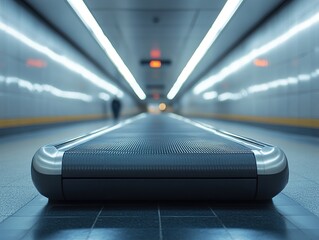 Moving Walkway in Modern Subway Station