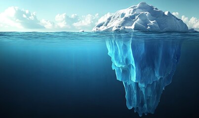 Wall Mural - a large iceberg floats in the ocean with only a small portion visible above the waterline.