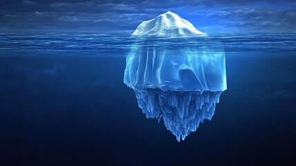 Wall Mural - a large iceberg floats in the ocean with only a small portion visible above the waterline.