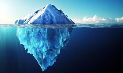 Wall Mural - a large iceberg floats in the ocean, with most of its mass hidden beneath the surface.
