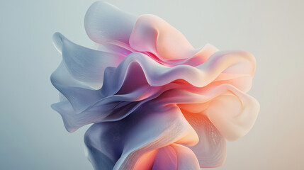 Canvas Print - A mesmerizing 3D abstract shape that appears to float gracefully, showcasing soft curves and vibrant colors. This artwork evokes sense of tranquility and creativity