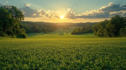 Canvas Print - Golden Hour in the Cornfield