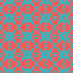  Seamless vector background. turquoise and orange retro colors 1970s. Handmade. Print for textiles. Grunge texture. Vector illustration.