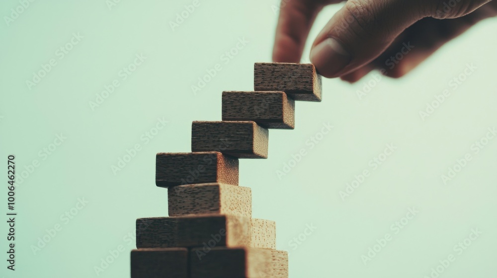 Building Blocks of Success: A series of blocks being carefully stacked ...