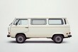 © saichon - Realistic photograph of a complete white European van in side view, against a solid stark white background, with focused lighting.