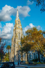 church in autumn