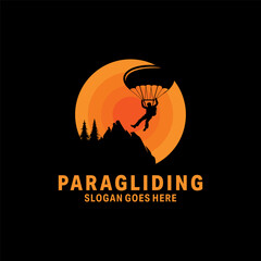 Poster - Paragliding Logo Design Vector illustration