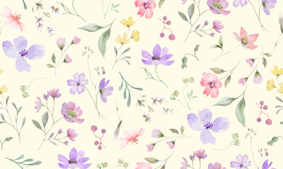  Seamless watercolor pattern. Hand drawn illustration isolated on pastel background. Vector EPS.