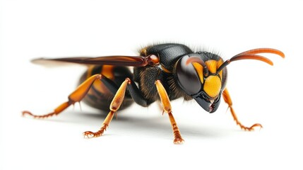 Hornet Power: Closeup of Asian Yellow-Legged Hornet Showing Strength and Black Yellow Coloration