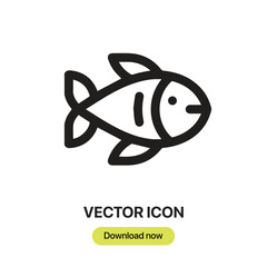 Fototapete - Fish icon vector. Linear-style sign for mobile concept and web design. Fish symbol illustration. Pixel vector graphics - Vector.	