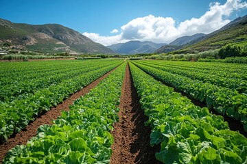 Canvas Print - Green Field of Lettuce in the Countryside