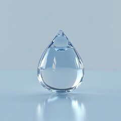 Wall Mural - A realistic 3D droplet of water, showcasing reflections and a blue hue, isolated against a clean background, symbolizing water conservation
