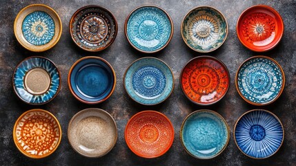 Wall Mural - Colorful Ceramic Bowls