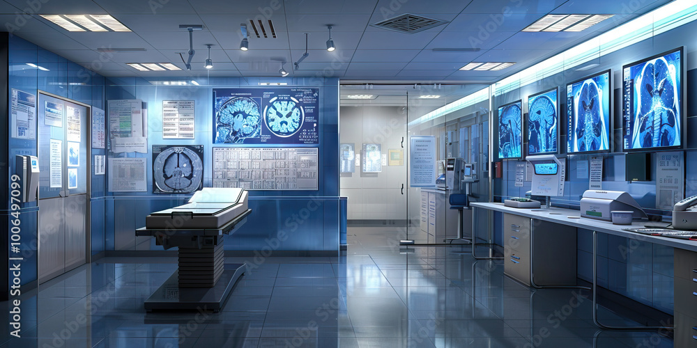 Ilustración de Stock Radiology Department Wall: Covered in imaging ...