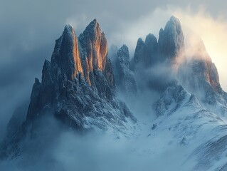 Canvas Print - Majestic Mountain Peaks in a Sea of Clouds