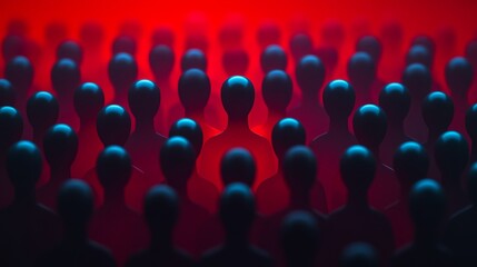 Wall Mural - A group of people are standing in a red background