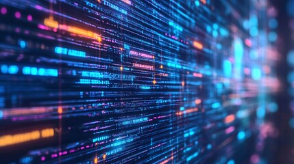 Programming code in neon hues on a dark background. Perfect image for software development, cyber security, and technology-related content.