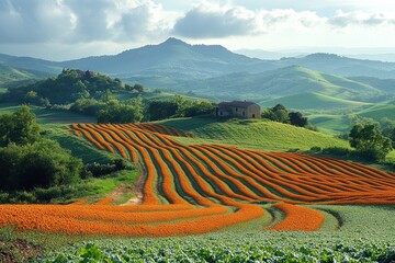 Canvas Print - Rolling Hills Landscape in Tuscany