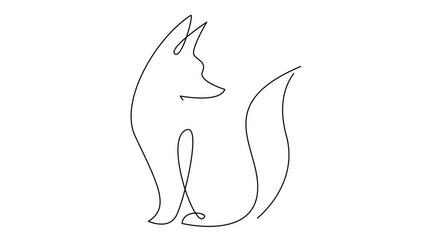 Wall Mural - Fox in a continuous one line isolated white background