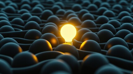 Wall Mural - unique knowledge leading to success: an abstract maze filled with glowing orbs representing knowledg
