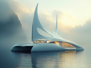 Poster - Futuristic Yacht Concept: A Vision of Luxury on the Water