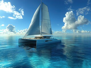 Canvas Print - Luxury Catamaran Sailing on the Ocean - Dream Vacation