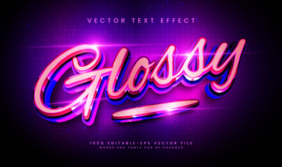 Elegant glossy editable vector text effect, with modern pink and purple combination