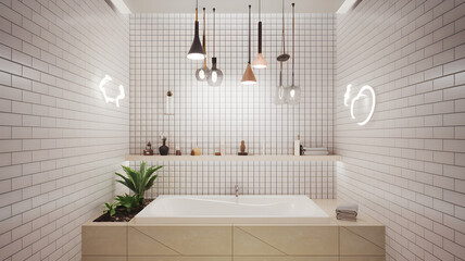 modern bathroom design decorated with led lights