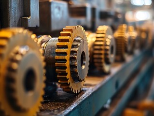 Canvas Print - Close-up of Gears in Industrial Setting