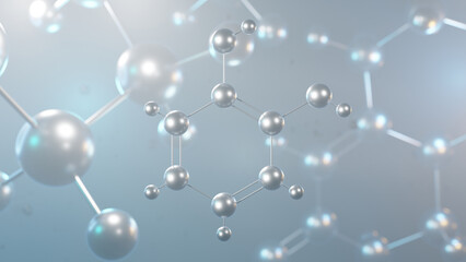 Poster - catechol molecular structure, 3d model molecule, ortho isomer, structural chemical formula view from a microscope