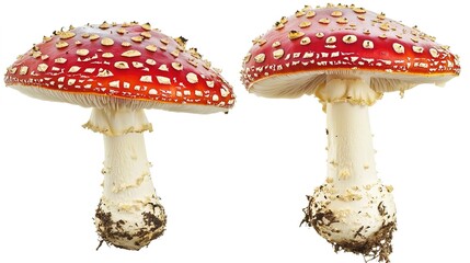 Poster - Two of the mushroom fly agaric on white background 