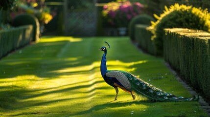 Canvas Print - Peacock in a Garden