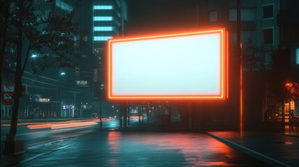 Wall Mural - Neon Billboard in City at Night