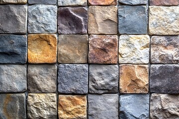 Detailed flatlay photography of a solid color background showcasing a textured stone tile surface with a premium minimalist and architectural design aesthetic