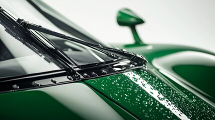 close up of the windscreen on race car, photographed in white studio space