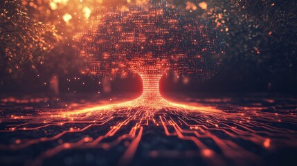 Digital Tree with Circuit-Like Branches Growing