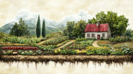 Canvas Print - Cottage in the Countryside