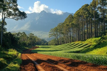 Sticker - Serene Mountain View with Lush Greenery