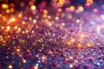 Canvas Print - close-up of sparkling glitter with bokeh lights creating festive atmosphere