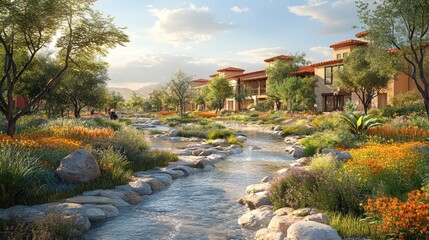 Canvas Print - Creekside Resort Oasis